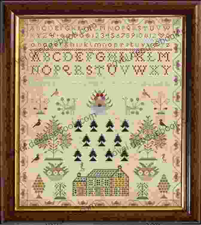 A Cross Stitch Sampler Framed In A Vintage Frame, Featuring A Variety Of Motifs Embroidered With Floss Ribbonwork. Contemporary Candlewick Embroidery: 25 Home Decor Accents Featuring Colored Floss Ribbonwork