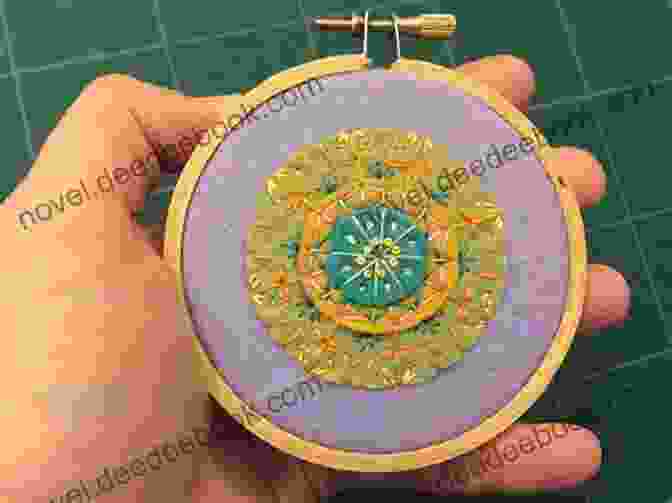 A Rustic Wall Hanging With A Mandala Design Embroidered With Floss Ribbonwork. Contemporary Candlewick Embroidery: 25 Home Decor Accents Featuring Colored Floss Ribbonwork