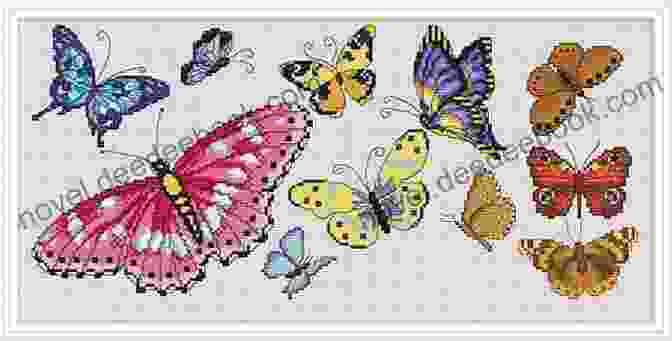 Close Up Of A Cross Stitch Work In Progress, With A Butterfly Motif Emerging From The Fabric Butterfly 5 Cross Stitch Pattern Mother Bee Designs