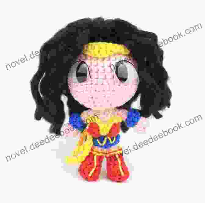 Crocheted Wonder Woman Amigurumi In A Red, White, And Blue Costume With A Golden Tiara The Friendly Superhero: Superhero Amigurumi Ideas: Black White