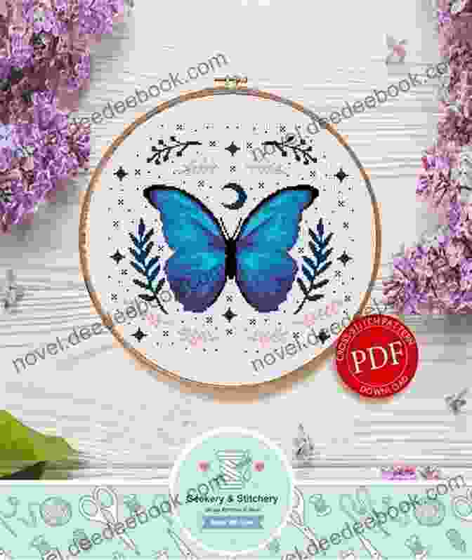 Intricate Cross Stitch Pattern Of A Blue Morpho Butterfly With Its Iridescent Wings Spread Wide Butterfly 5 Cross Stitch Pattern Mother Bee Designs